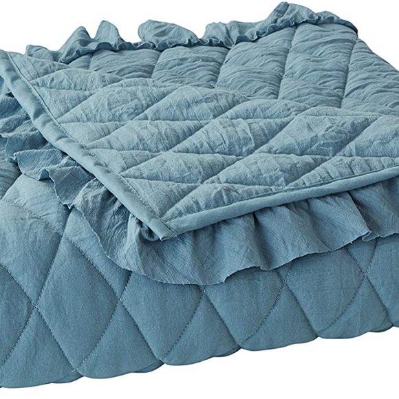 Farmhouse Quilted Microfiber Throw Blue - Picture 2 of 3